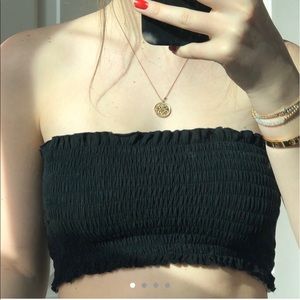 black brandy melville scrunched black tube top